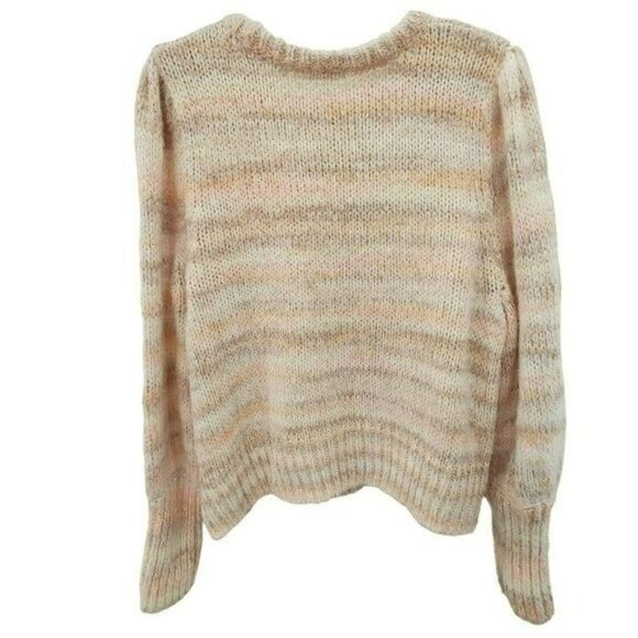 Womens Peach Pink Striped Long Sleeve Cropped And Wide Sweater - Review Measures - Picture 7 of 12